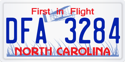NC license plate DFA3284