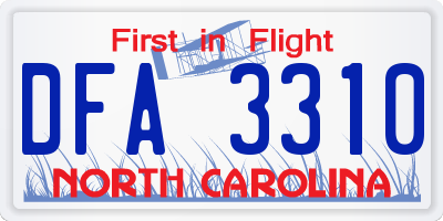 NC license plate DFA3310
