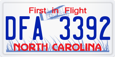 NC license plate DFA3392