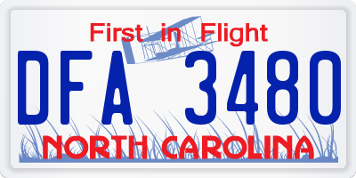 NC license plate DFA3480