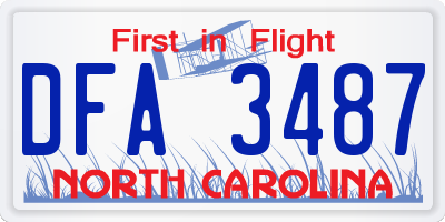 NC license plate DFA3487