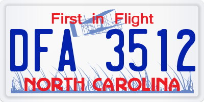 NC license plate DFA3512