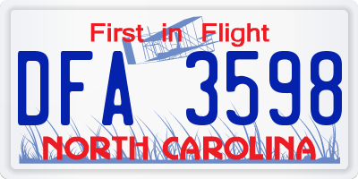 NC license plate DFA3598
