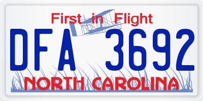NC license plate DFA3692