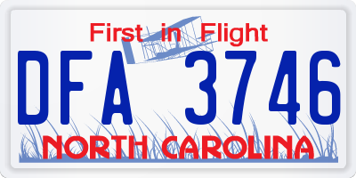 NC license plate DFA3746
