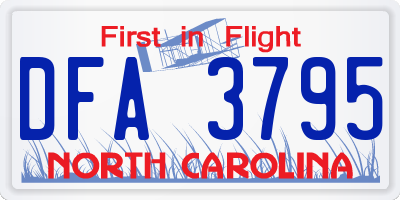 NC license plate DFA3795