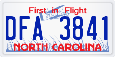 NC license plate DFA3841