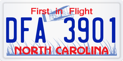 NC license plate DFA3901