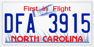 NC license plate DFA3915