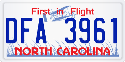 NC license plate DFA3961