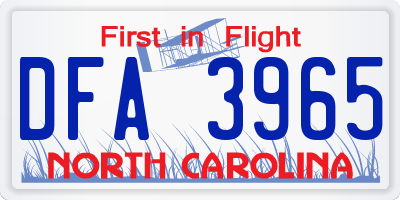 NC license plate DFA3965