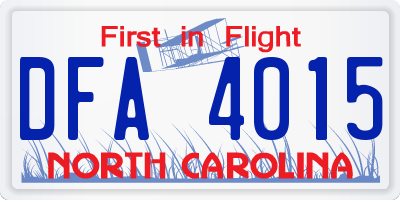 NC license plate DFA4015