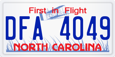 NC license plate DFA4049
