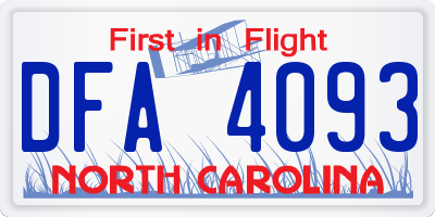NC license plate DFA4093