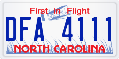 NC license plate DFA4111