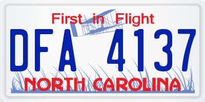 NC license plate DFA4137