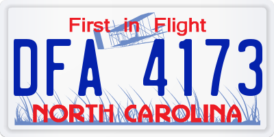 NC license plate DFA4173
