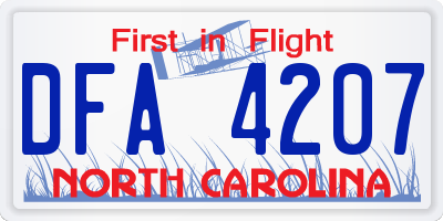 NC license plate DFA4207