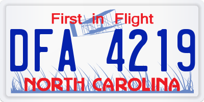 NC license plate DFA4219