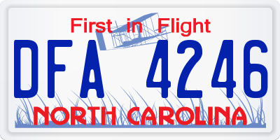 NC license plate DFA4246