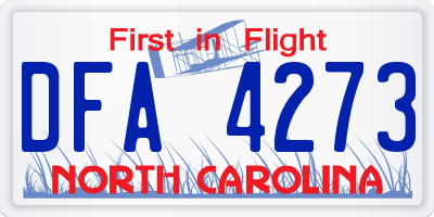 NC license plate DFA4273