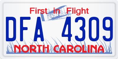 NC license plate DFA4309