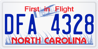 NC license plate DFA4328