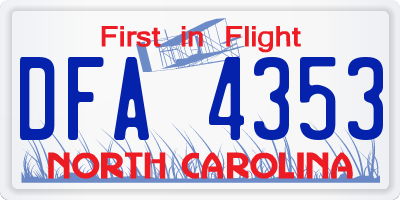 NC license plate DFA4353