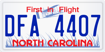NC license plate DFA4407