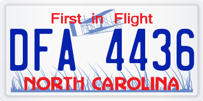 NC license plate DFA4436