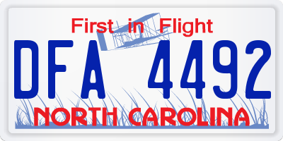 NC license plate DFA4492