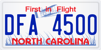 NC license plate DFA4500