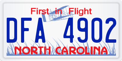 NC license plate DFA4902