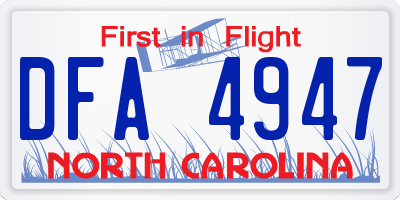 NC license plate DFA4947