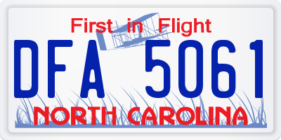 NC license plate DFA5061