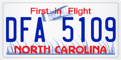 NC license plate DFA5109