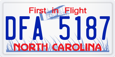 NC license plate DFA5187