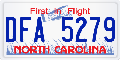 NC license plate DFA5279