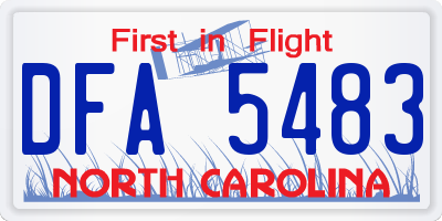 NC license plate DFA5483
