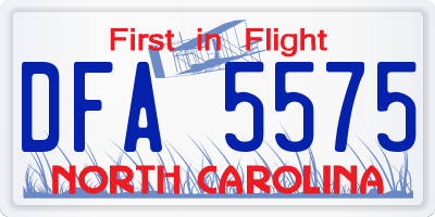 NC license plate DFA5575