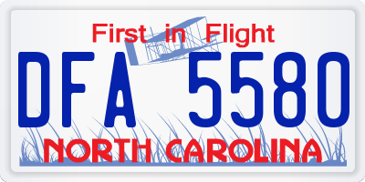 NC license plate DFA5580