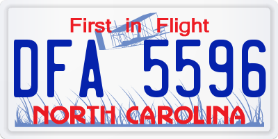 NC license plate DFA5596