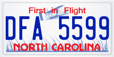 NC license plate DFA5599