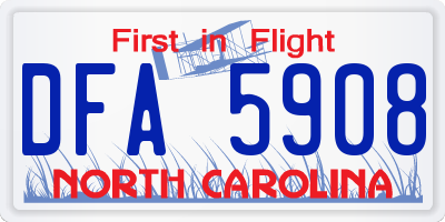 NC license plate DFA5908