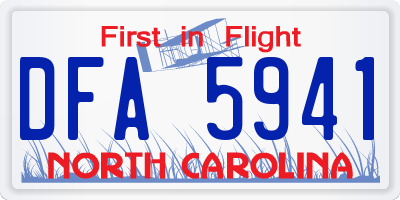NC license plate DFA5941