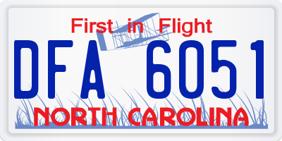 NC license plate DFA6051