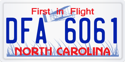 NC license plate DFA6061