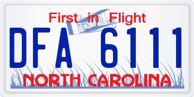 NC license plate DFA6111