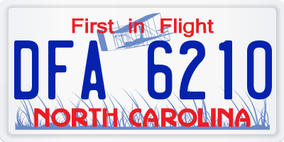 NC license plate DFA6210