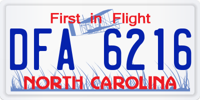 NC license plate DFA6216